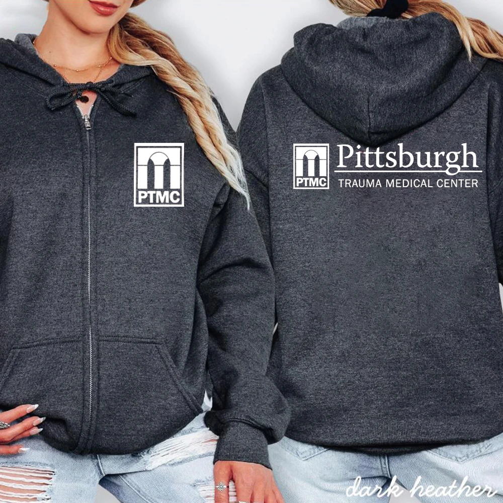 The Pitt PTMC Zipped Hoodie Pittsburgh Trauma Medical Center Hooded TV Series Sweatshirt Doctor Sweater Trendy Aesthetic Hoodies