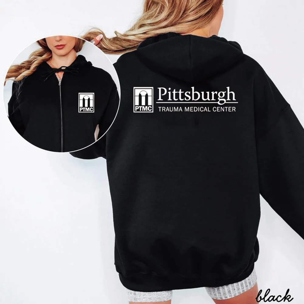 The Pitt PTMC Zipped Hoodie Pittsburgh Trauma Medical Center Hooded TV Series Sweatshirt Doctor Sweater Trendy Aesthetic Hoodies