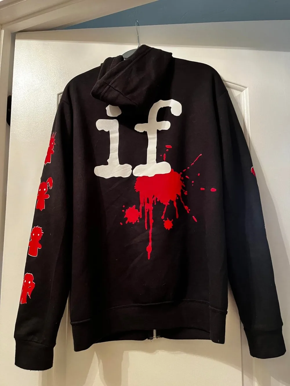 Streetwear Goth Black Sweatshirt Zip Up Hoodie Men Women Autumn Clothing Harajuku Letter Cartoon Graphic Print Oversized Hoodie