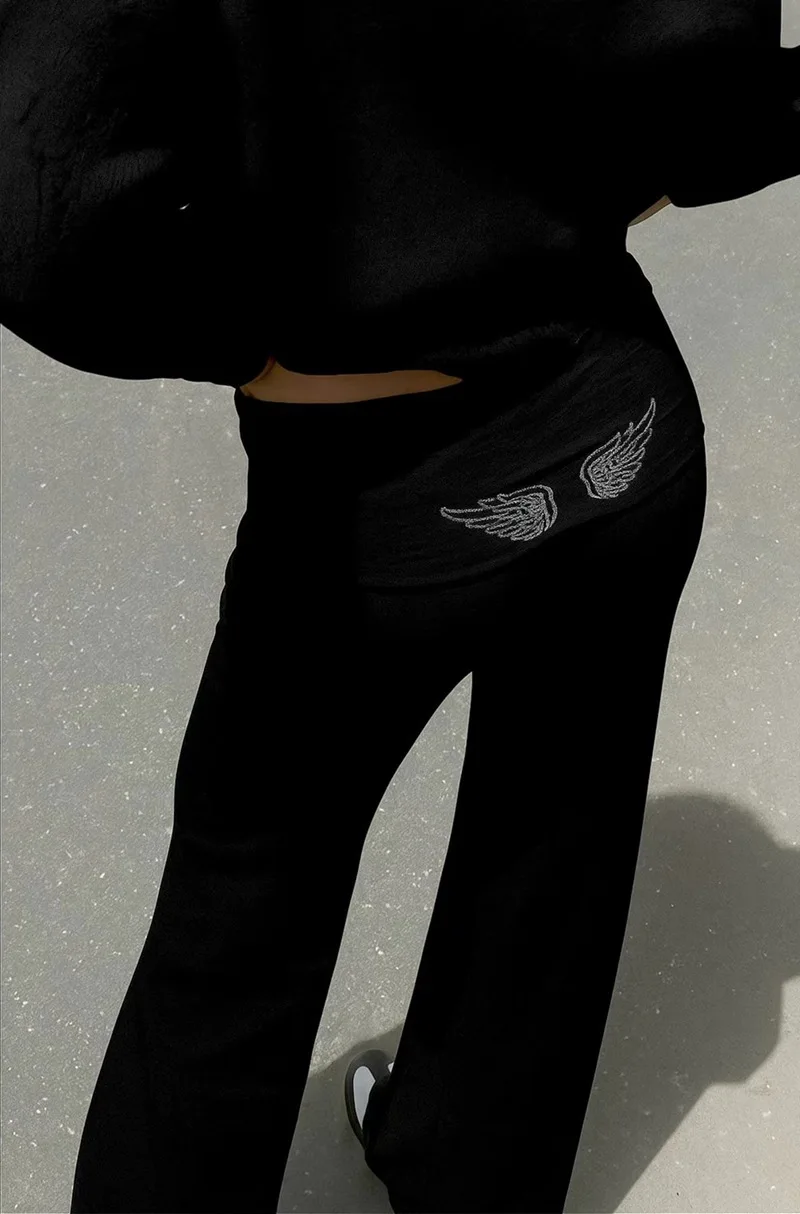 Sequin Angel's Wings Hoodies Women Chic Loose Long Sleeve Pullovers Top Slim Yoga Pant Set 2026 New Casual Lady Two Piece Sets