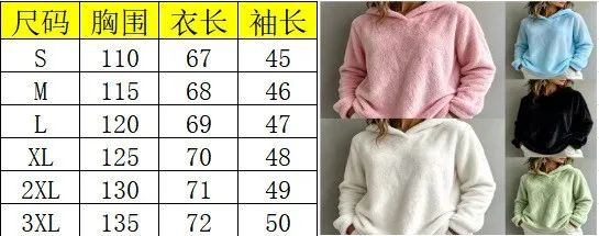 Women's Thick Fleece Brushed Loose Fit Collarless Long Sleeve Solid Color Hoodie Women's Winter Clothing Sweat-shirt Women's And