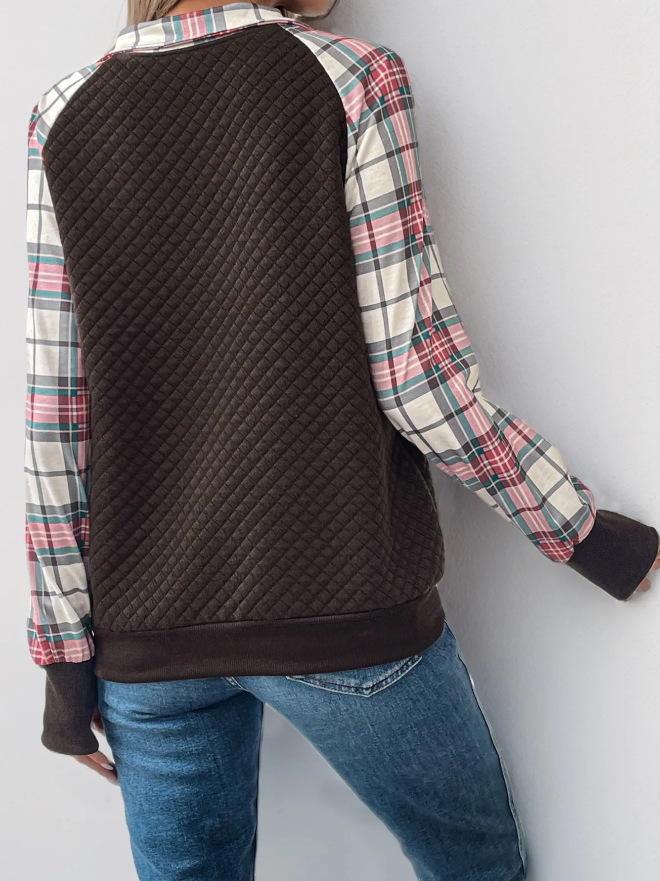 Stand Collar No Hood Hoodie with Loose Fit Literary Retro Women Sweatshirt Regular Length Drop Shoulder Sleeve Pullover Autumn