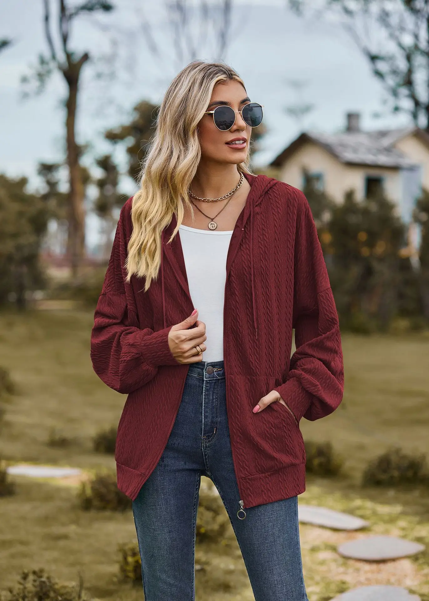 2024 Autumn Winter Women Sweatshirt Zipper Casual Long Sleeve Solid Color Streetwear Hooded Coats Female Loose Harajuku Hoodies