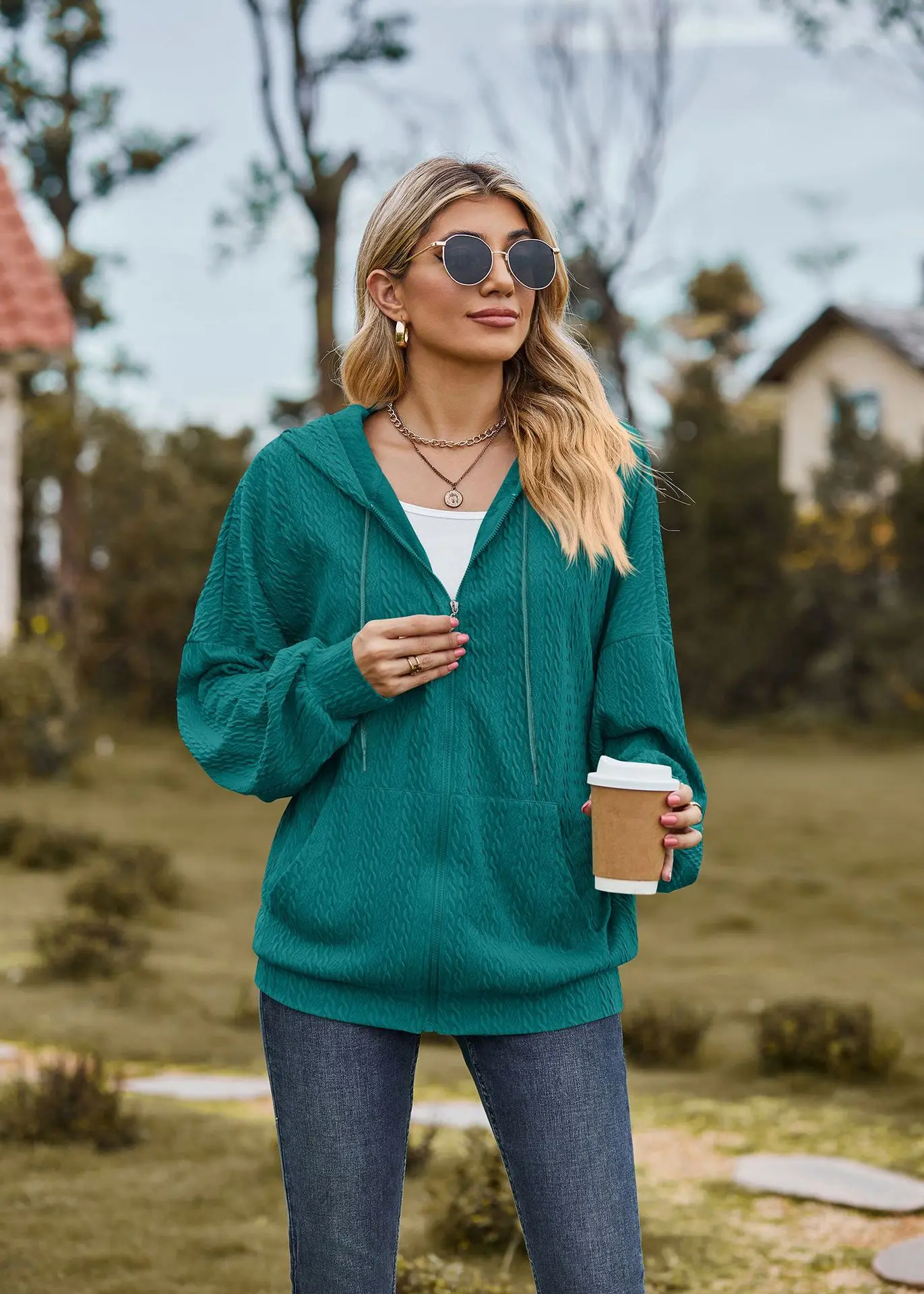 2024 Autumn Winter Women Sweatshirt Zipper Casual Long Sleeve Solid Color Streetwear Hooded Coats Female Loose Harajuku Hoodies