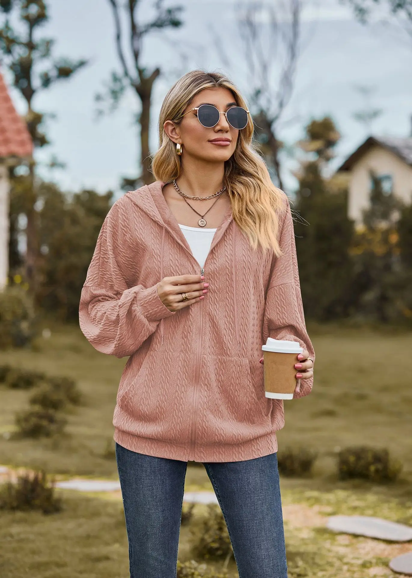 2024 Autumn Winter Women Sweatshirt Zipper Casual Long Sleeve Solid Color Streetwear Hooded Coats Female Loose Harajuku Hoodies