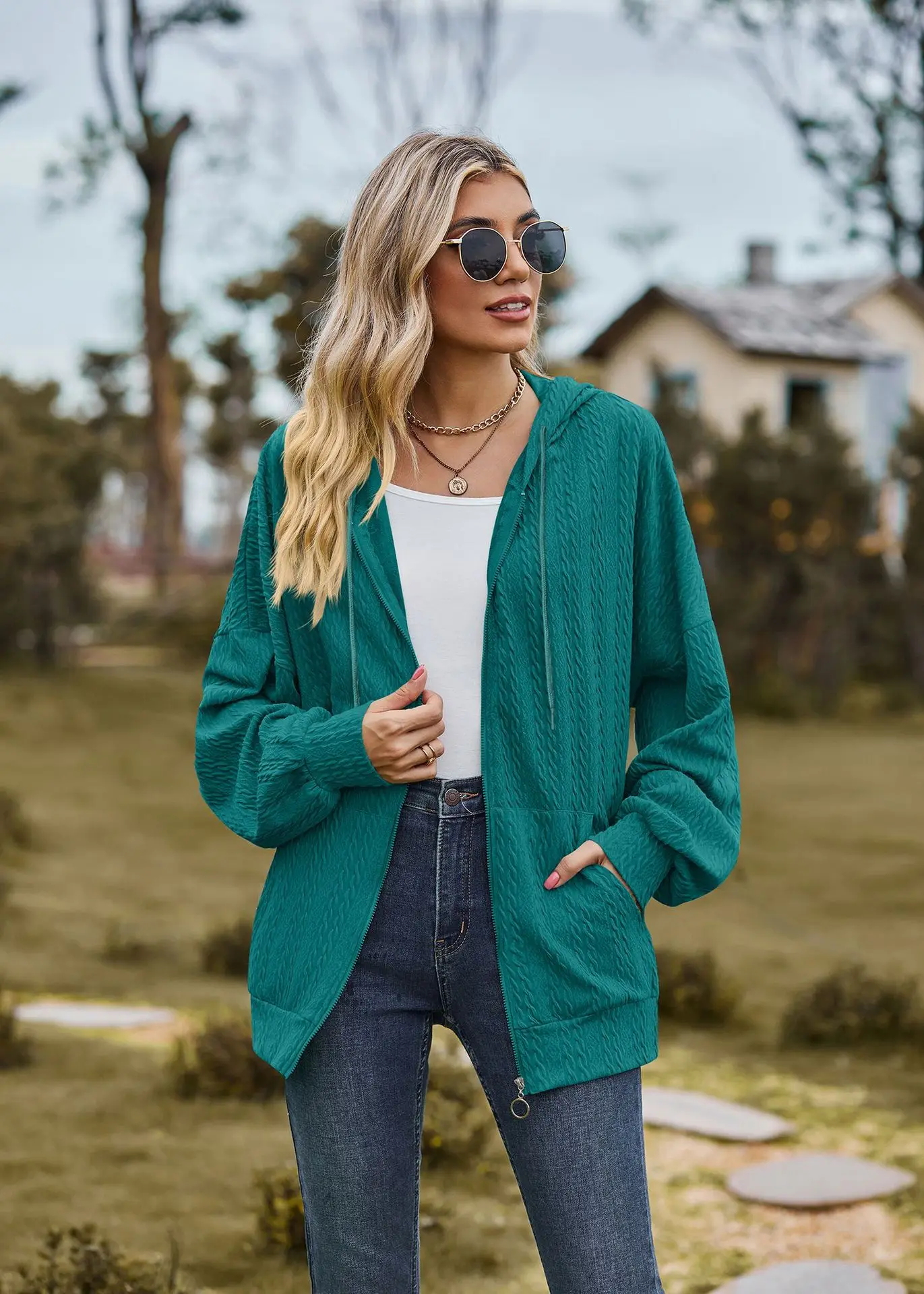 2024 Autumn Winter Women Sweatshirt Zipper Casual Long Sleeve Solid Color Streetwear Hooded Coats Female Loose Harajuku Hoodies