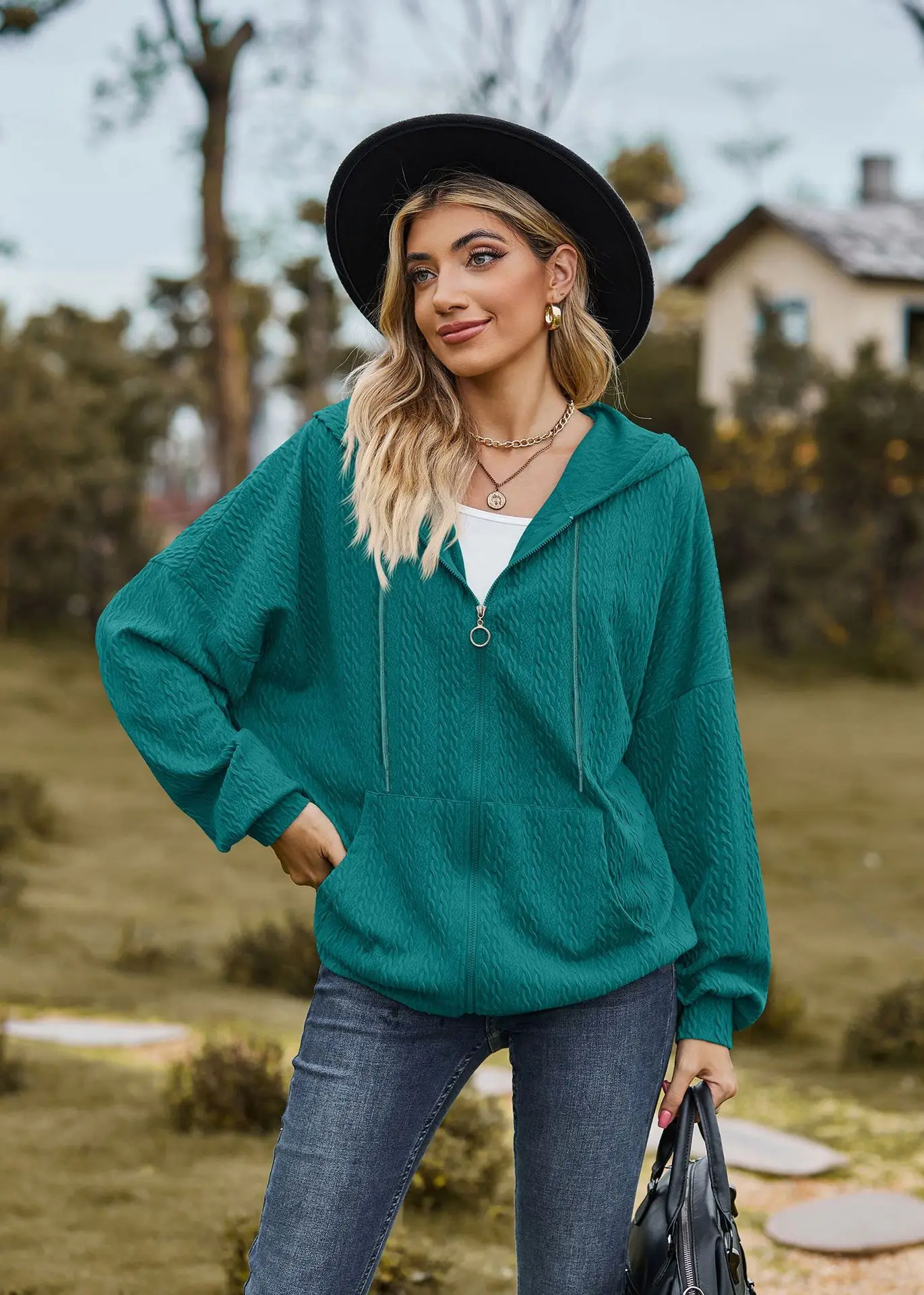 2024 Autumn Winter Women Sweatshirt Zipper Casual Long Sleeve Solid Color Streetwear Hooded Coats Female Loose Harajuku Hoodies