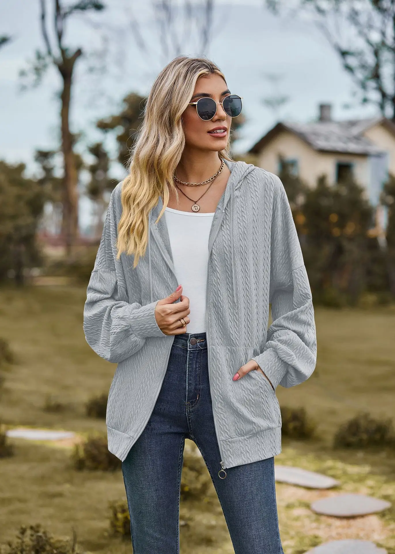 2024 Autumn Winter Women Sweatshirt Zipper Casual Long Sleeve Solid Color Streetwear Hooded Coats Female Loose Harajuku Hoodies