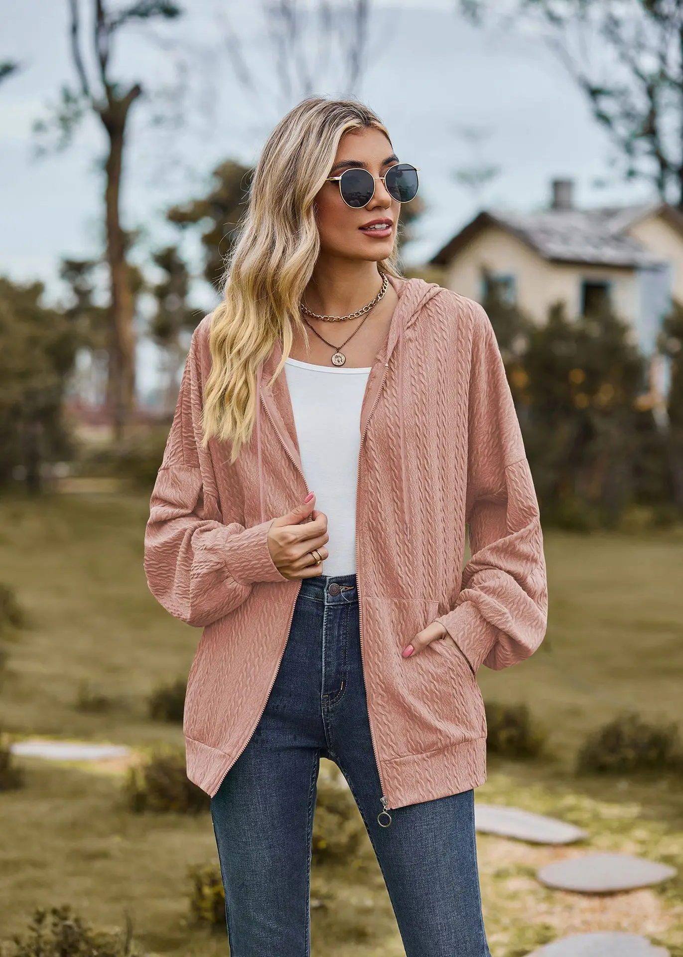 2024 Autumn Winter Women Sweatshirt Zipper Casual Long Sleeve Solid Color Streetwear Hooded Coats Female Loose Harajuku Hoodies