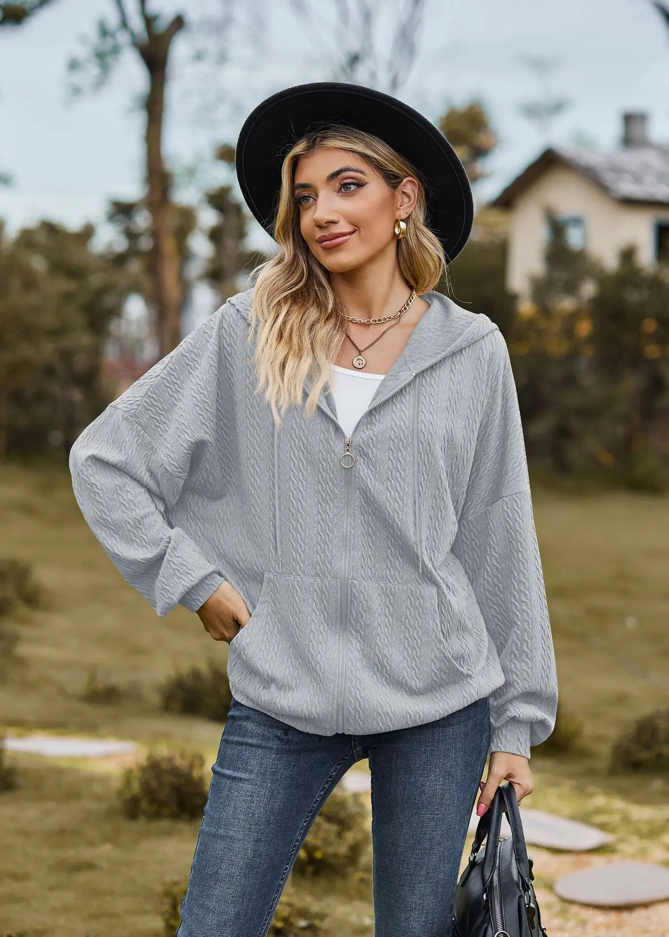 2024 Autumn Winter Women Sweatshirt Zipper Casual Long Sleeve Solid Color Streetwear Hooded Coats Female Loose Harajuku Hoodies