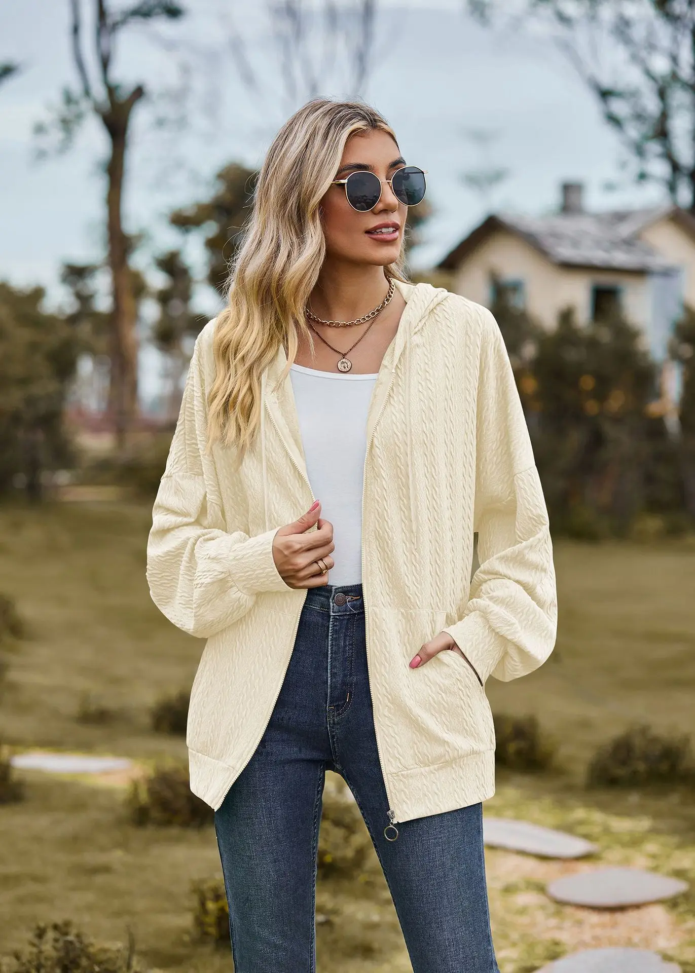 2024 Autumn Winter Women Sweatshirt Zipper Casual Long Sleeve Solid Color Streetwear Hooded Coats Female Loose Harajuku Hoodies