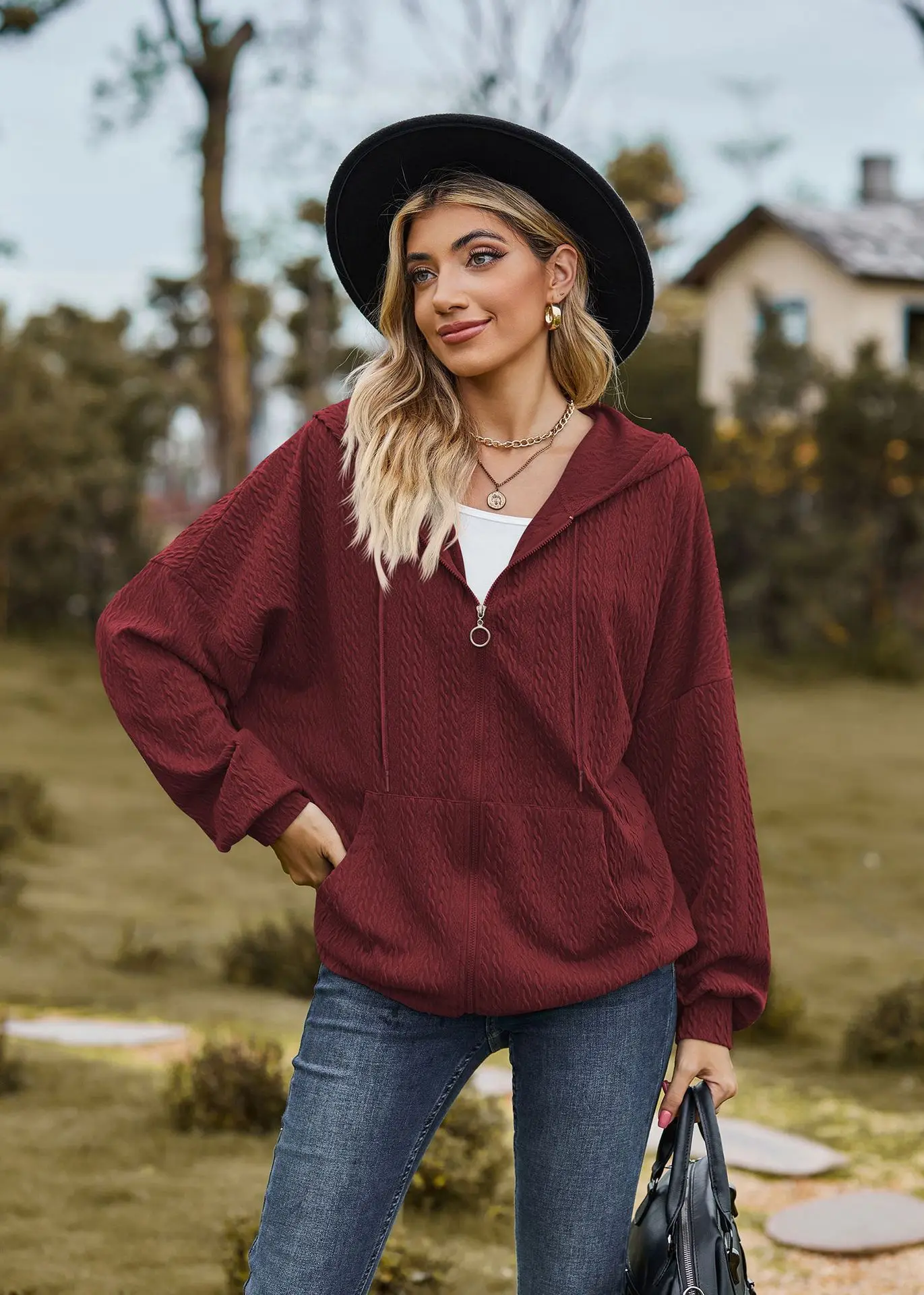 2024 Autumn Winter Women Sweatshirt Zipper Casual Long Sleeve Solid Color Streetwear Hooded Coats Female Loose Harajuku Hoodies