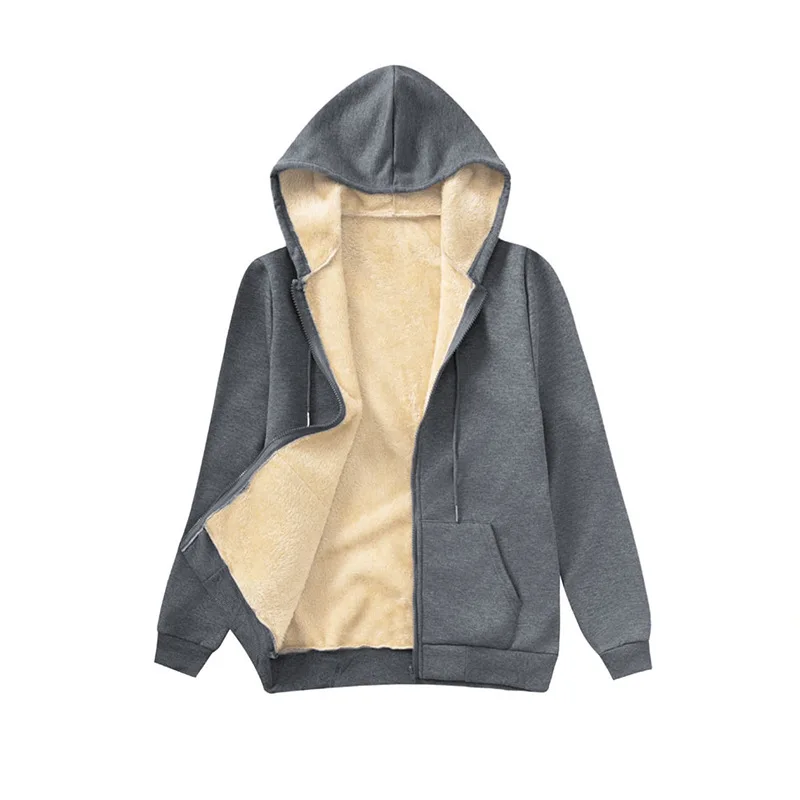 Women Fleece Lined Hoodie Drawstring Long Sleeve Pocket Warm Thick Pullover Sweatshirt for Autumn Winter
