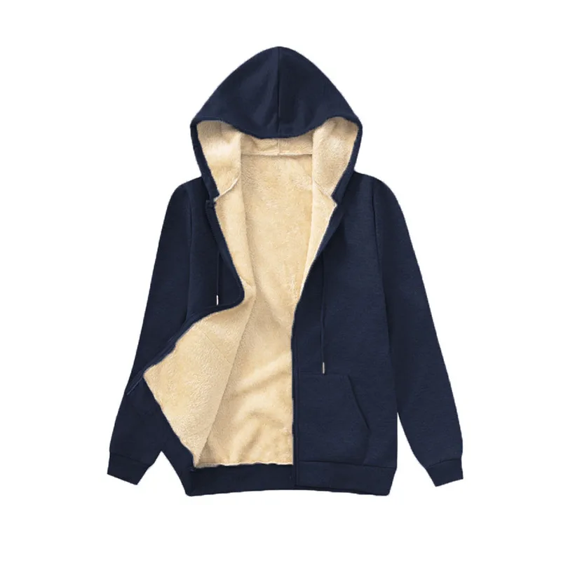 Women Fleece Lined Hoodie Drawstring Long Sleeve Pocket Warm Thick Pullover Sweatshirt for Autumn Winter