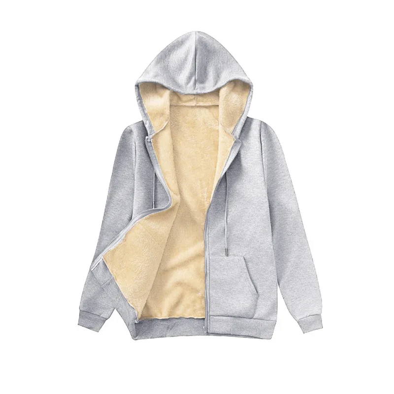 Women Fleece Lined Hoodie Drawstring Long Sleeve Pocket Warm Thick Pullover Sweatshirt for Autumn Winter