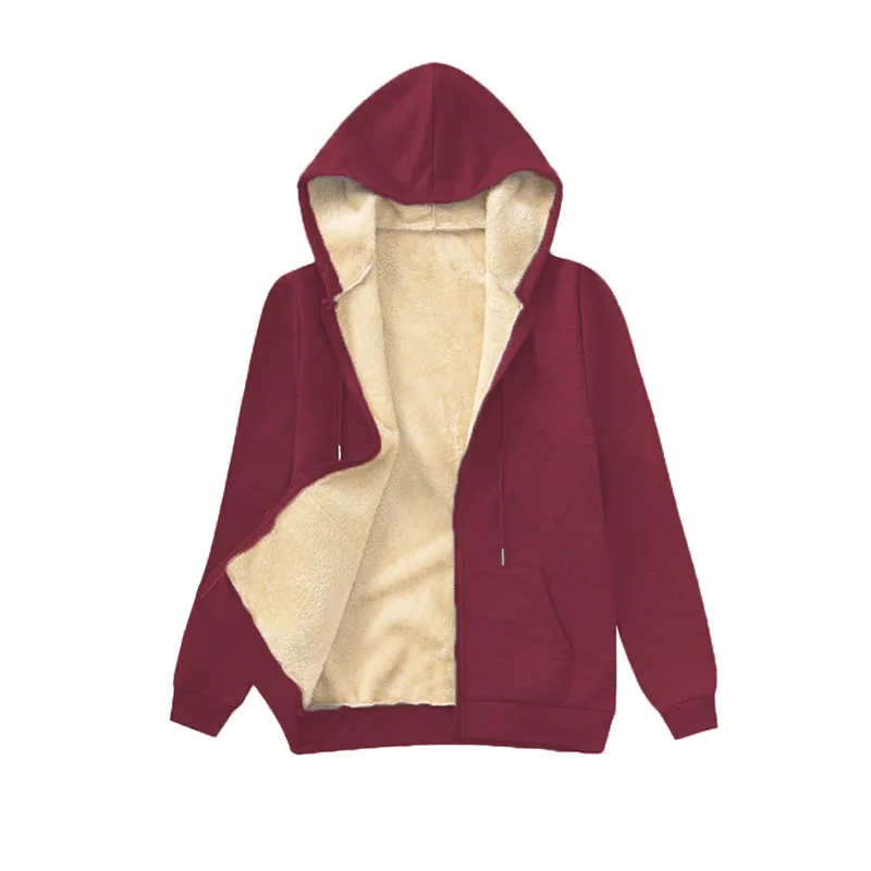 Women Fleece Lined Hoodie Drawstring Long Sleeve Pocket Warm Thick Pullover Sweatshirt for Autumn Winter