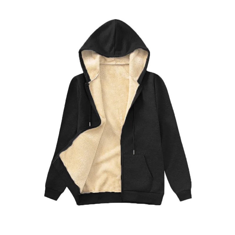Women Fleece Lined Hoodie Drawstring Long Sleeve Pocket Warm Thick Pullover Sweatshirt for Autumn Winter