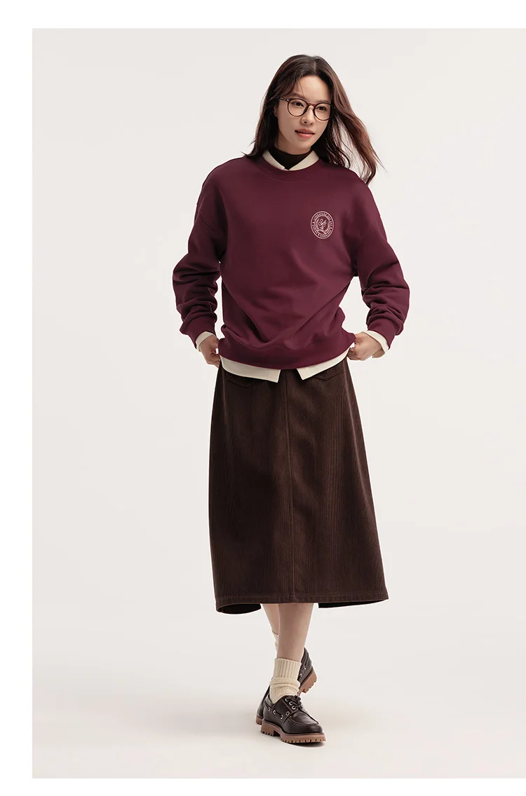 Semir Sweater Women Oversize Heating and Antibacterial 2024 New Winter Embroidered Fleece Top