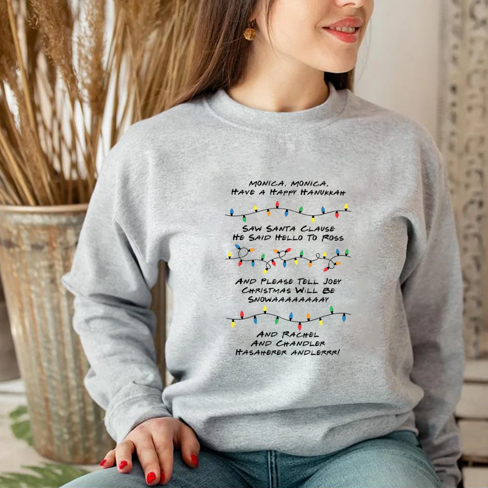 Friends Inspired Holiday Crewneck Sweatshirt Phoebe's Song Shirt Merry Christmas Sweater Unisex Long Sleeves Sweatshirts