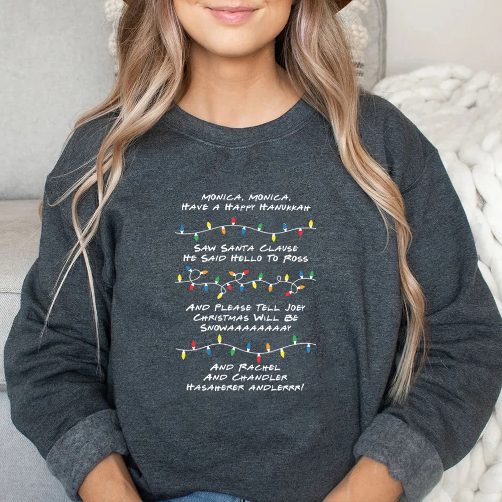 Friends Inspired Holiday Crewneck Sweatshirt Phoebe's Song Shirt Merry Christmas Sweater Unisex Long Sleeves Sweatshirts