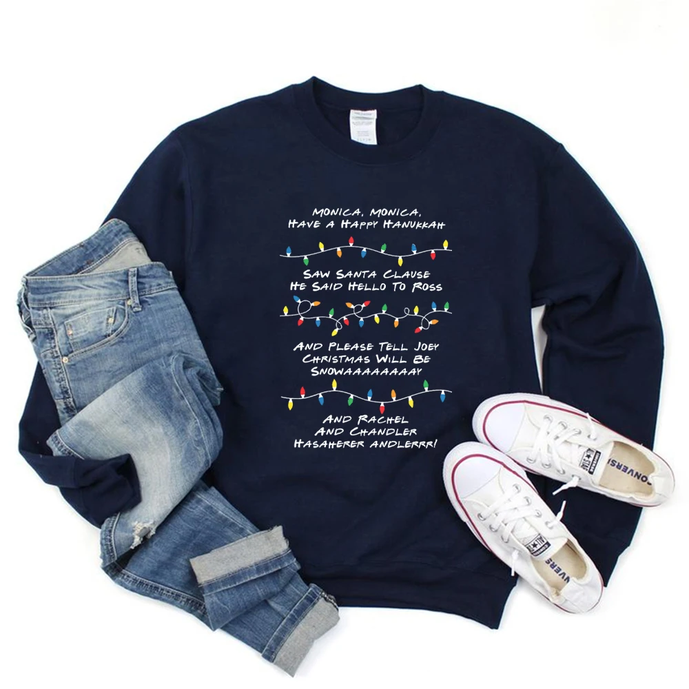 Friends Inspired Holiday Crewneck Sweatshirt Phoebe's Song Shirt Merry Christmas Sweater Unisex Long Sleeves Sweatshirts