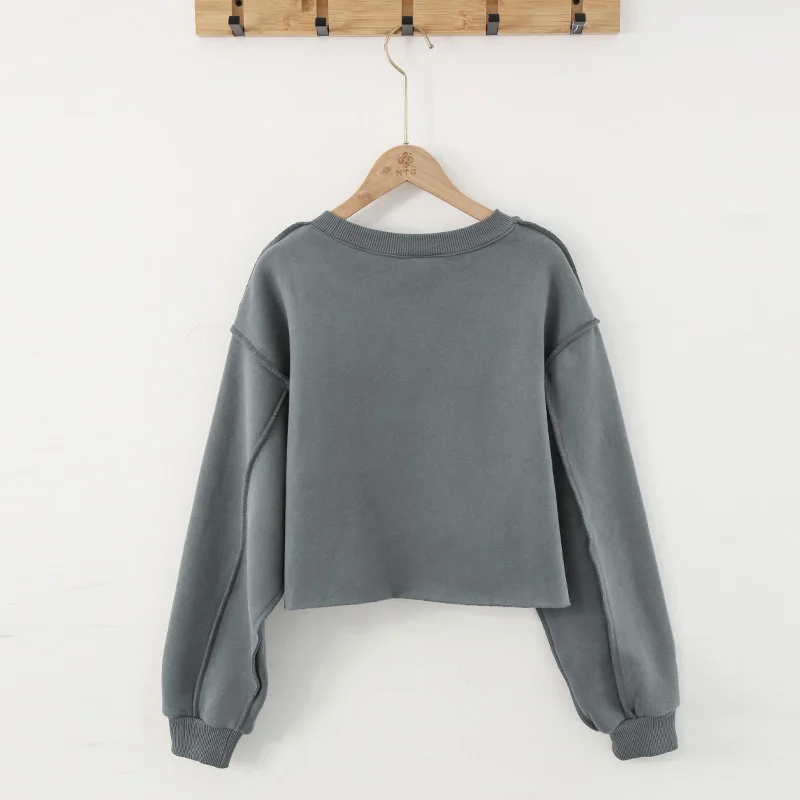 Vintage High Quality Oversized Women Sweatshirt Hoodies Casual Loose Vintage Long Sleeve Harajuku Streetwear Crop Pullover