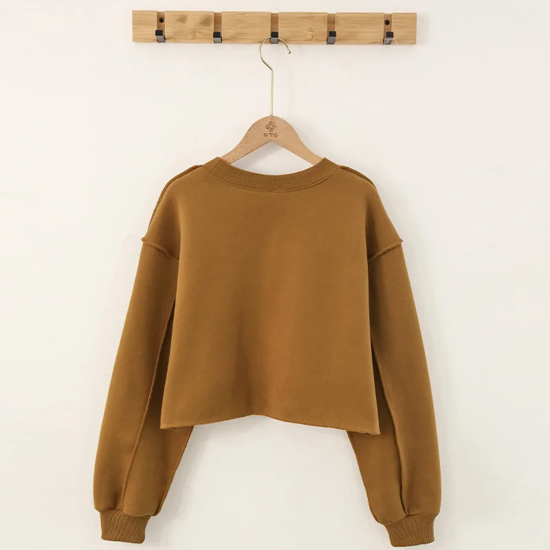 Vintage High Quality Oversized Women Sweatshirt Hoodies Casual Loose Vintage Long Sleeve Harajuku Streetwear Crop Pullover