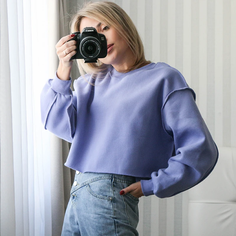 Vintage High Quality Oversized Women Sweatshirt Hoodies Casual Loose Vintage Long Sleeve Harajuku Streetwear Crop Pullover