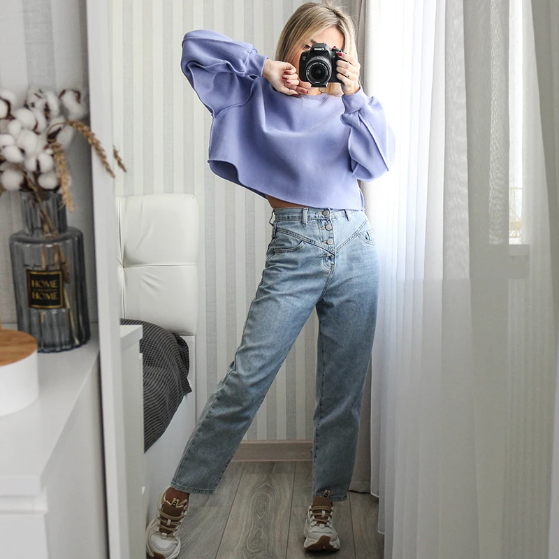 Vintage High Quality Oversized Women Sweatshirt Hoodies Casual Loose Vintage Long Sleeve Harajuku Streetwear Crop Pullover