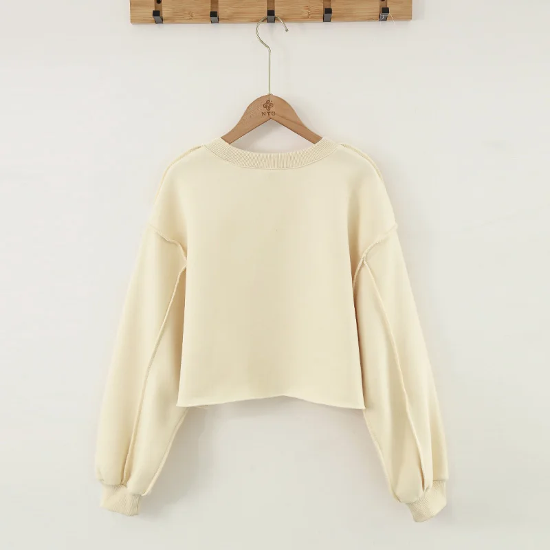 Vintage High Quality Oversized Women Sweatshirt Hoodies Casual Loose Vintage Long Sleeve Harajuku Streetwear Crop Pullover