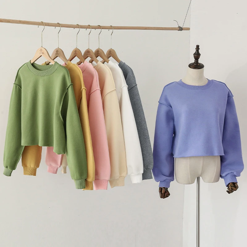 Vintage High Quality Oversized Women Sweatshirt Hoodies Casual Loose Vintage Long Sleeve Harajuku Streetwear Crop Pullover