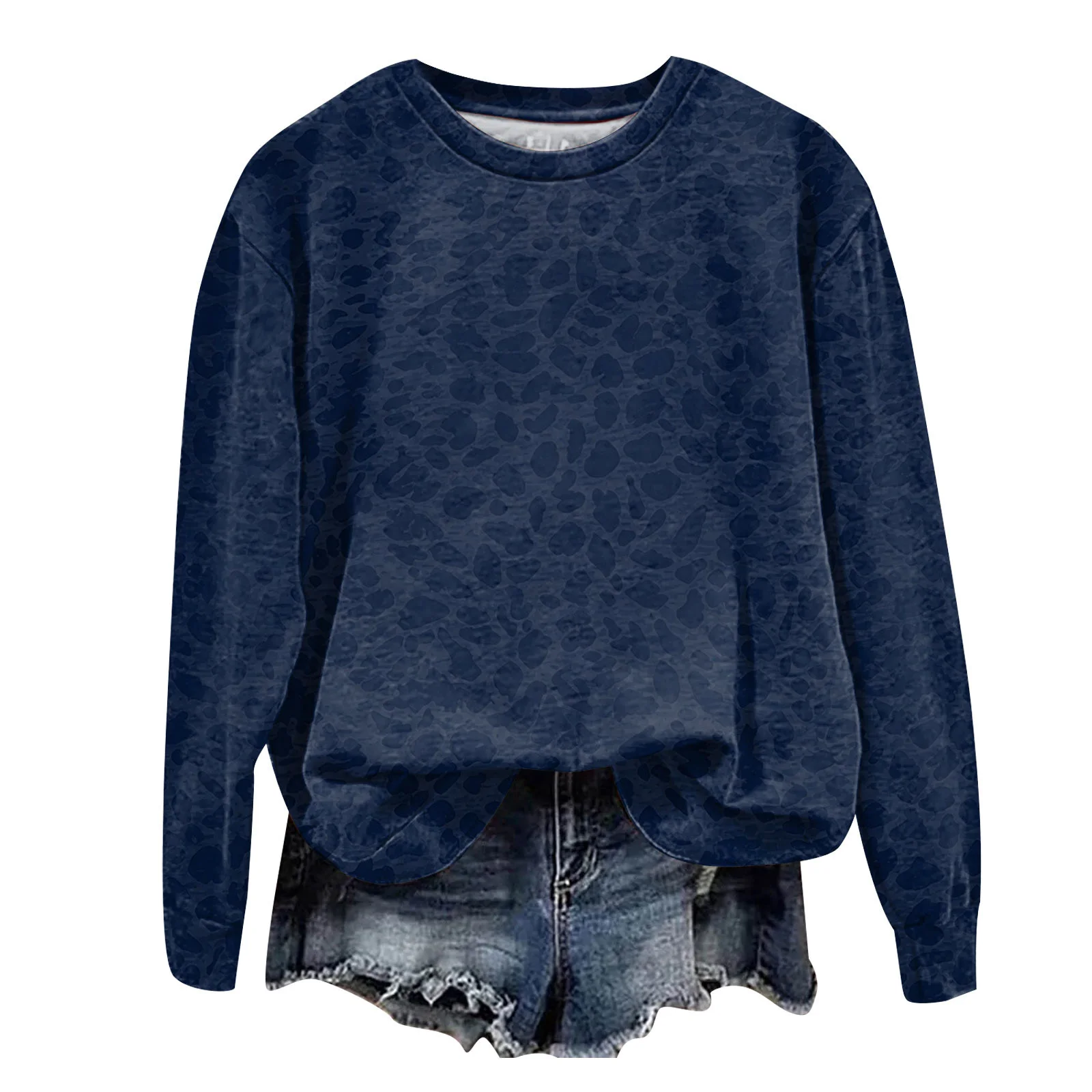 Oversize Sweatshirts For Women Fashion Leopard Printed Long Sleeve Round Neck Tops Plus Size Vintage Casual Pullover Sweatshirts