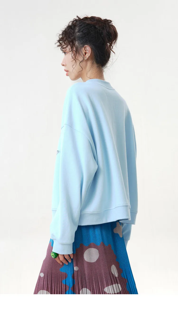 MOVEUP Women's Ribbed Crew Neck Sweatshirt 2026 Autumn Cute Cat Print Casual Commuter Tops Dropped Sleeve Pullover Top 3ELQ11402