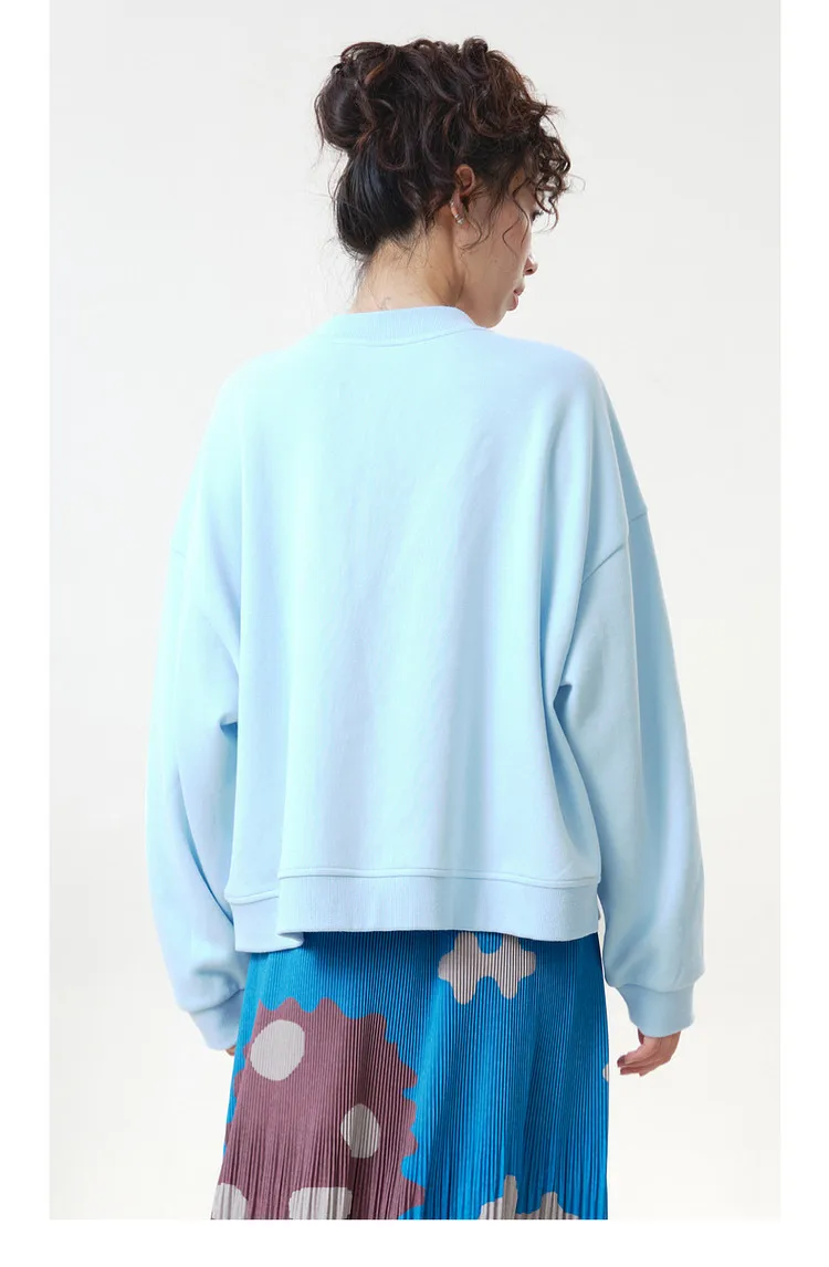 MOVEUP Women's Ribbed Crew Neck Sweatshirt 2026 Autumn Cute Cat Print Casual Commuter Tops Dropped Sleeve Pullover Top 3ELQ11402