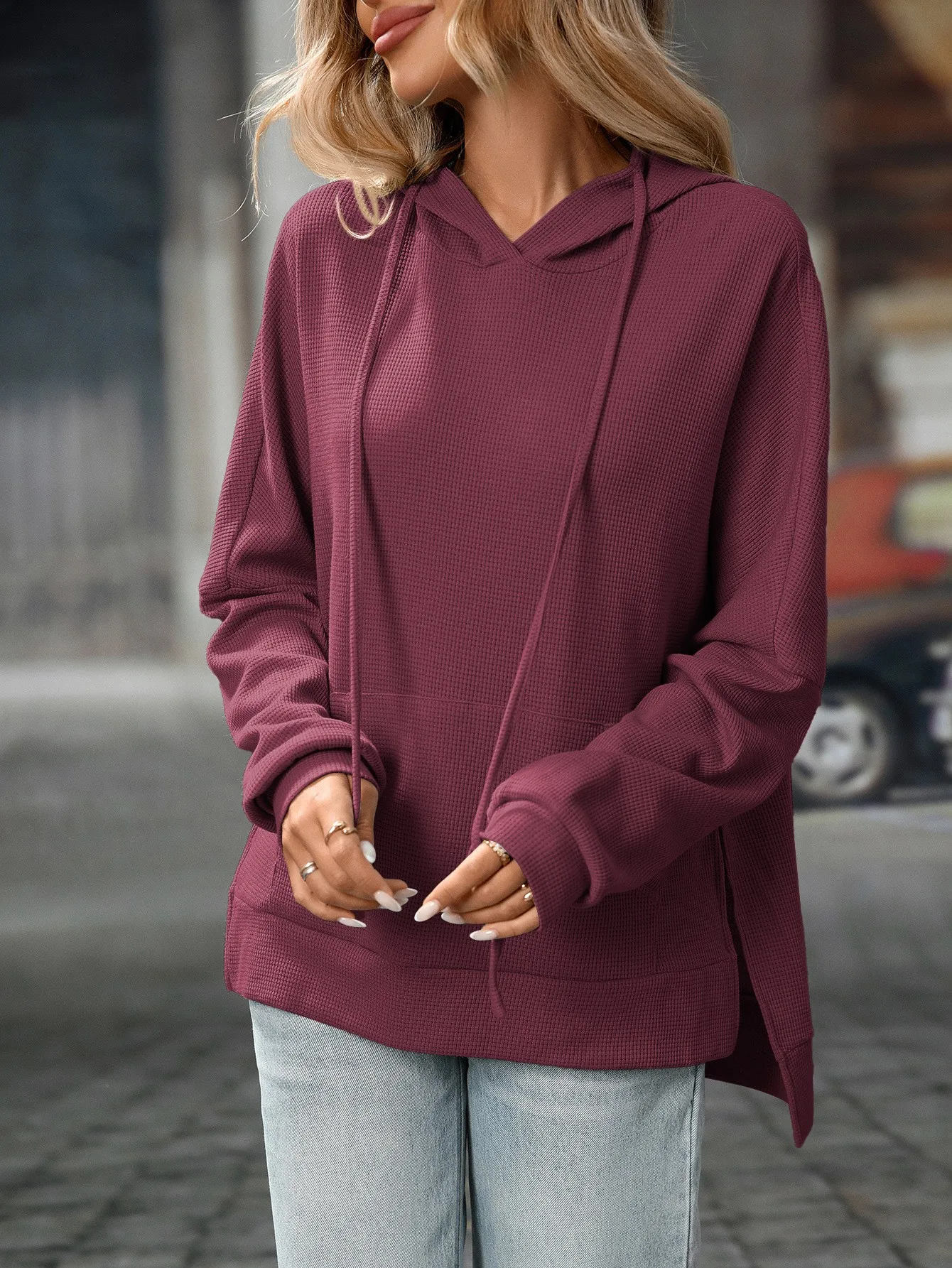 Hooded Pullover Hoodie Loose Fit Streetwear with Long Sleeve Casual American and European Style Regular Thickness Women Hoodie