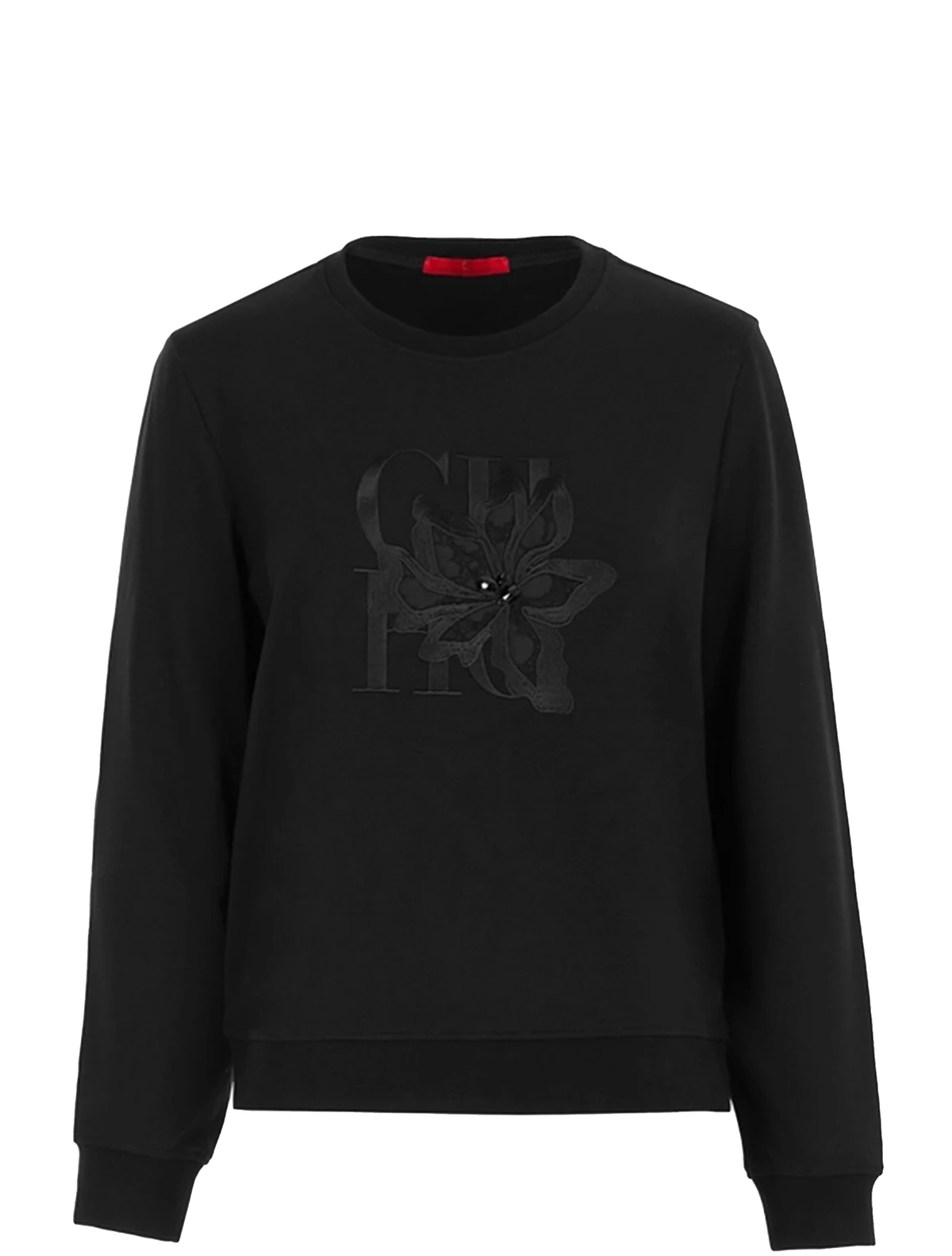 CHCH Women's Hoodie New Black Round Neck Embroidered Women's Top
