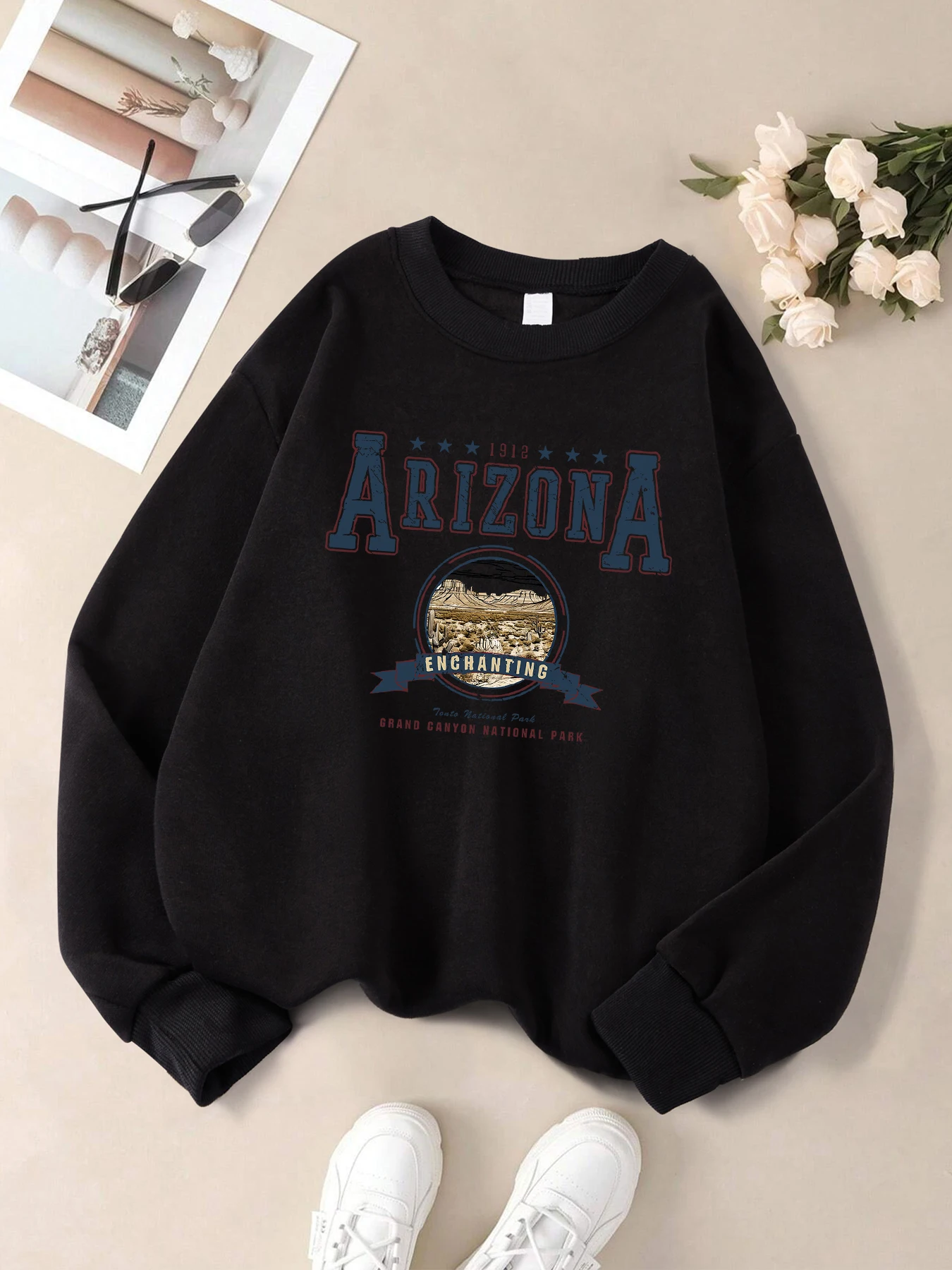 Casual Women Sweatshirts Chicago USA Letter Prints Pullover Fashion Crewneck Oversize Hoodie Fleece Warm Female Autumn Clothes