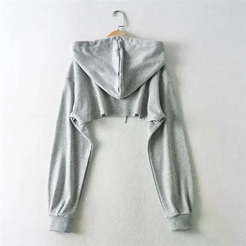Hoodie Female Hoodie Personality Irregular Crop Ultra Short Style Long Sleeve Top Female Drop Shipping Sweatshirt Y2k Clothes