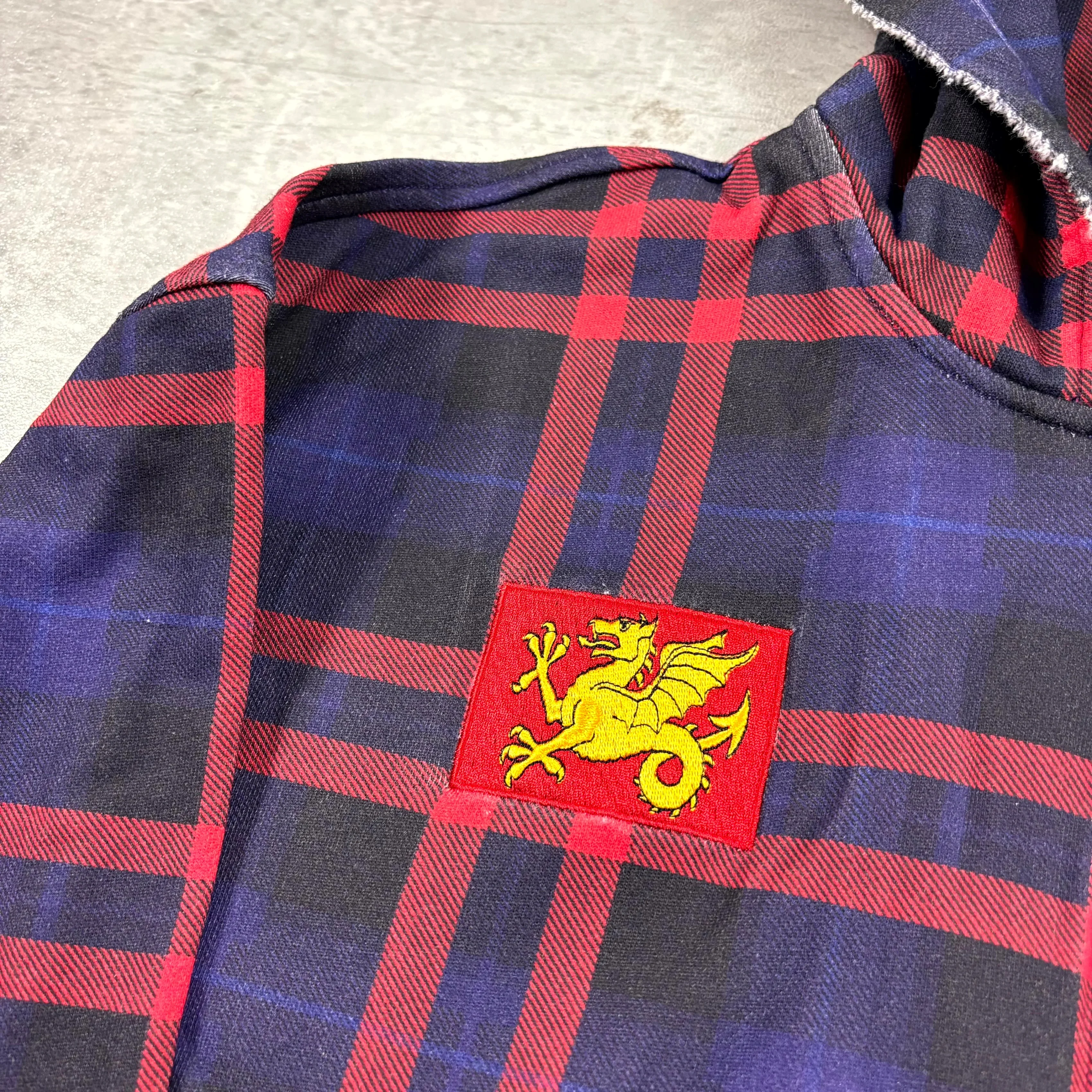 2025 European and American autumn and winter fashion street plaid shirt trend high street wear hooded sweatshirt