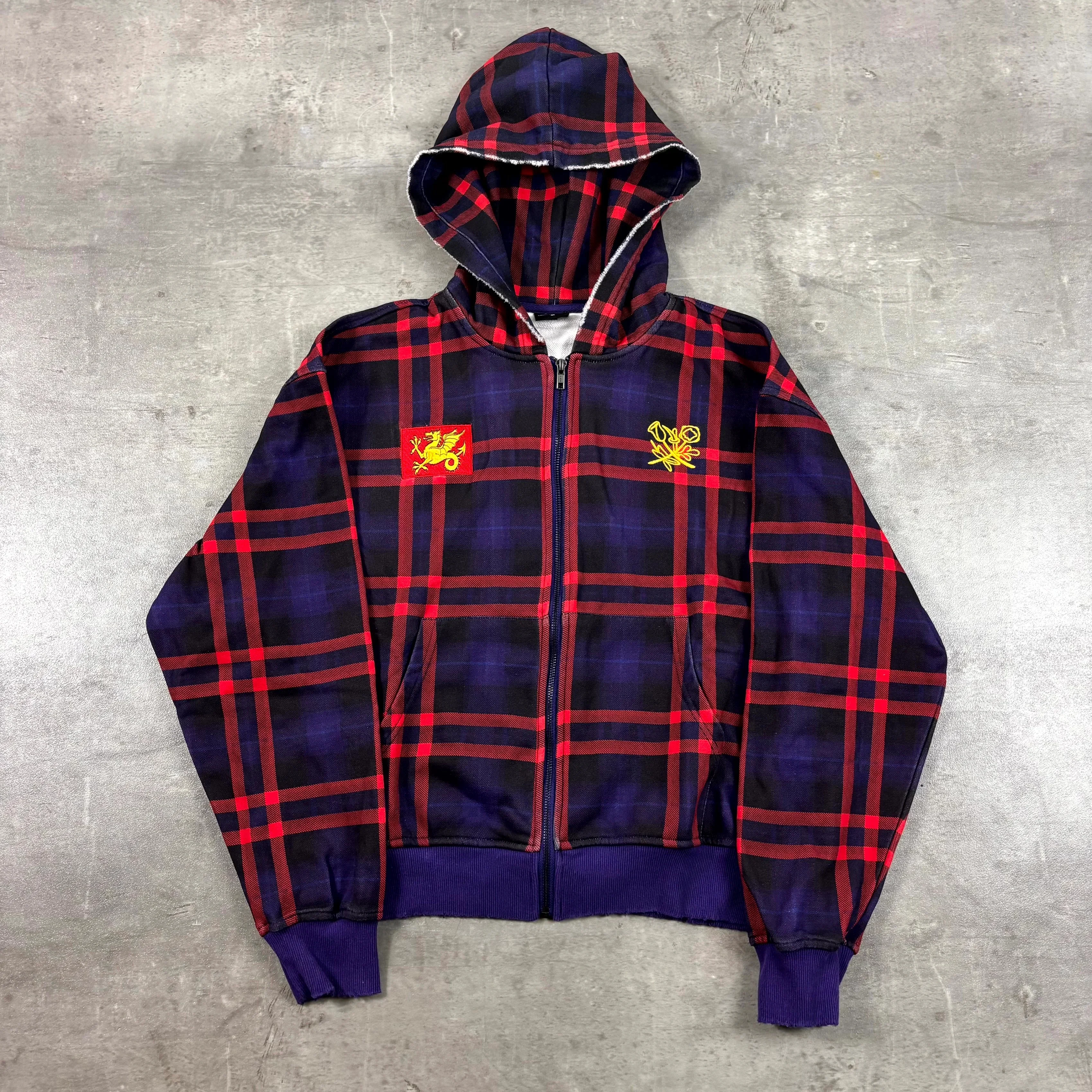 2025 European and American autumn and winter fashion street plaid shirt trend high street wear hooded sweatshirt