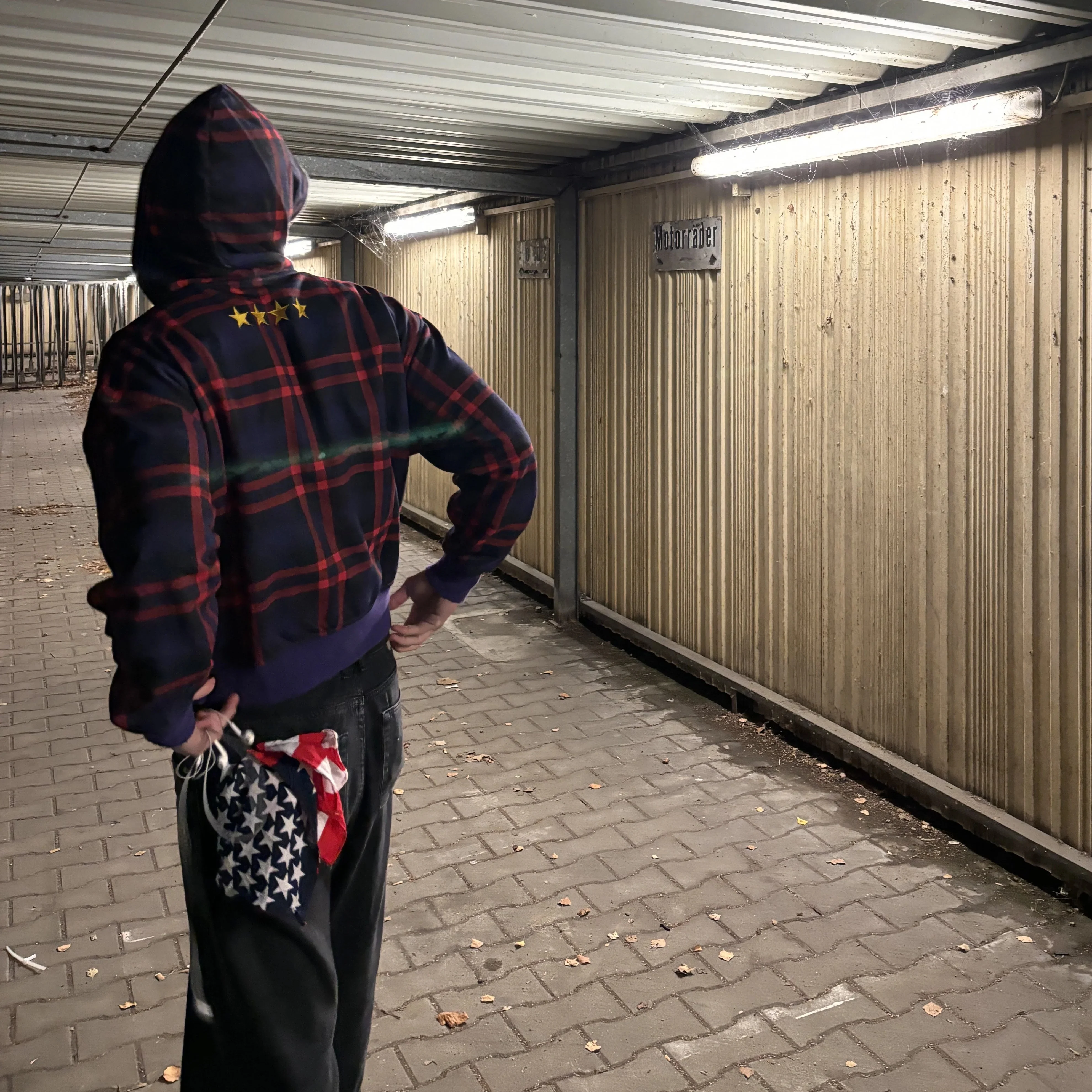 2025 European and American autumn and winter fashion street plaid shirt trend high street wear hooded sweatshirt