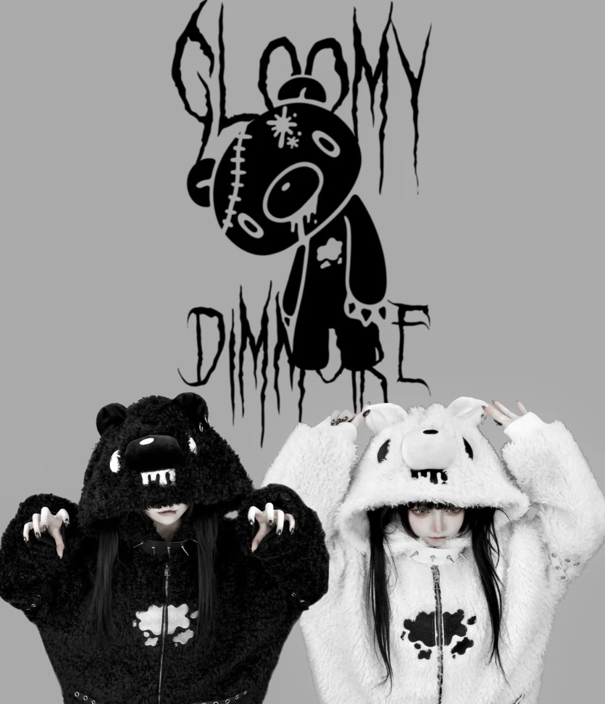 Japanese Gothic Hooded Plush Coat New Autumn Winter Subculture Cool Girl Women's Punk Rivet Lamb Wool Hoodie Jacket Zipper Coat