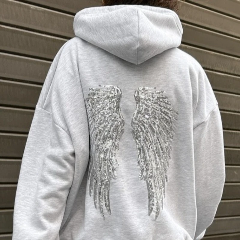 Loose Sequin Hoodies Autumn and Winter Female Top Thick Cold Glitter Women's Casual Hooded Sweatshirts 2025