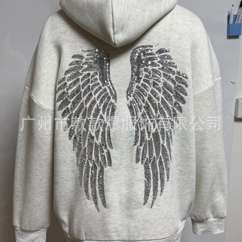 Loose Sequin Hoodies Autumn and Winter Female Top Thick Cold Glitter Women's Casual Hooded Sweatshirts 2025