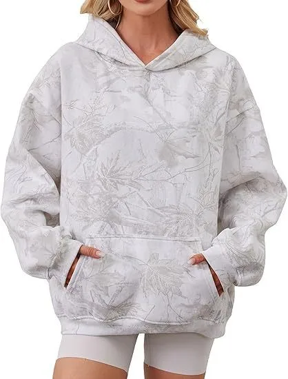Women's And Women V Neck Long Sleeve Printed Distressed Hoodie For Women Women's Sweat-shirt Casual Pullover Top with Oversized