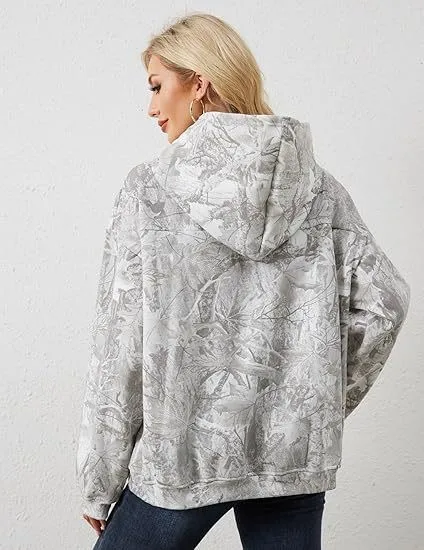 Women's And Women V Neck Long Sleeve Printed Distressed Hoodie For Women Women's Sweat-shirt Casual Pullover Top with Oversized