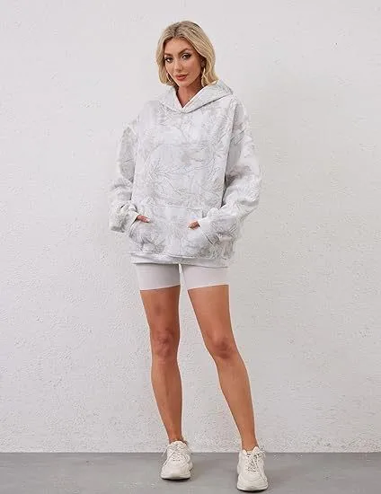 Women's And Women V Neck Long Sleeve Printed Distressed Hoodie For Women Women's Sweat-shirt Casual Pullover Top with Oversized