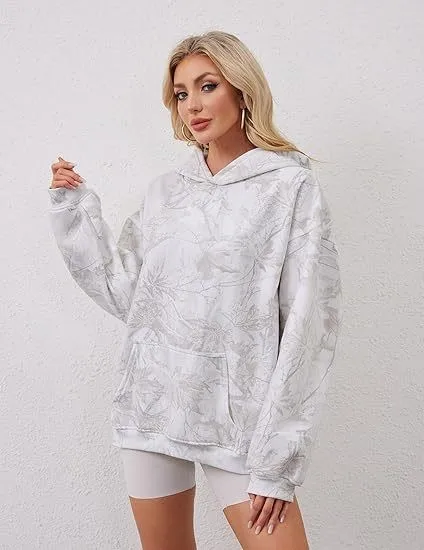 Women's And Women V Neck Long Sleeve Printed Distressed Hoodie For Women Women's Sweat-shirt Casual Pullover Top with Oversized