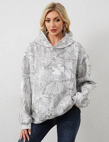 Women's And Women V Neck Long Sleeve Printed Distressed Hoodie For Women Women's Sweat-shirt Casual Pullover Top with Oversized