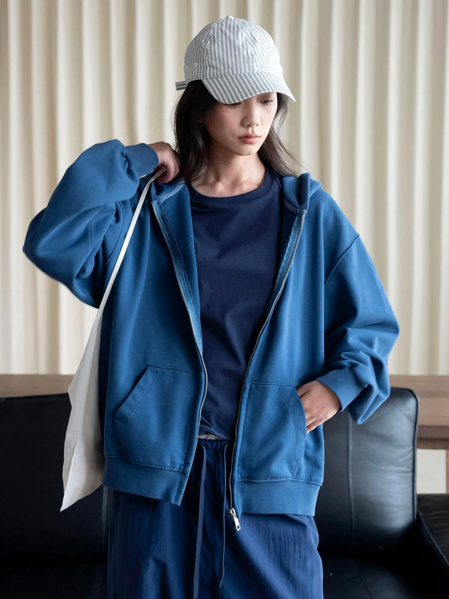 Autumn new style simple and fashionable hooded zipper basic sweatshirt loose casual jacket for women